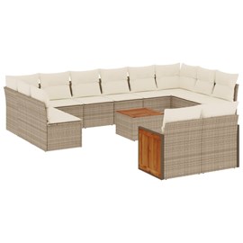 Maison exclusive - salon de jardin avec coussins 13 pcs beige résine tressée