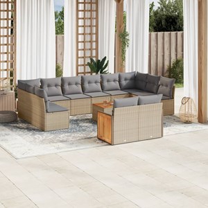 Maison exclusive - salon de jardin avec coussins 13 pcs beige résine tressée