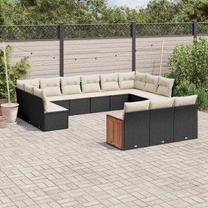 Maison exclusive - salon de jardin avec coussins 13 pcs noir résine tressée