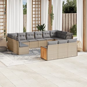 Maison exclusive - salon de jardin avec coussins 13 pcs beige résine tressée