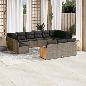 Maison exclusive - salon de jardin avec coussins 13 pcs gris résine tressée
