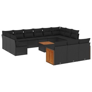 Maison exclusive - salon de jardin avec coussins 14 pcs noir résine tressée