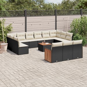 Maison exclusive - salon de jardin avec coussins 14 pcs noir résine tressée