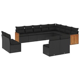 Maison exclusive - salon de jardin 12 pcs avec coussins noir résine tressée