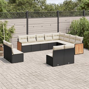 Maison exclusive - salon de jardin 12 pcs avec coussins noir résine tressée