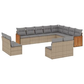 Maison exclusive - salon de jardin avec coussins 12 pcs beige résine tressée