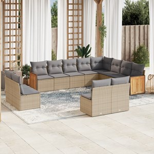 Maison exclusive - salon de jardin avec coussins 12 pcs beige résine tressée
