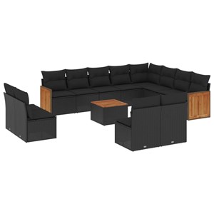 Maison exclusive - salon de jardin avec coussins 13 pcs noir résine tressée