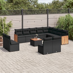 Maison exclusive - salon de jardin avec coussins 13 pcs noir résine tressée