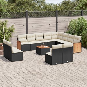 Maison exclusive - salon de jardin avec coussins 13 pcs noir résine tressée