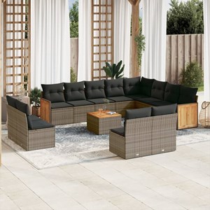 Maison exclusive - salon de jardin avec coussins 13 pcs gris résine tressée