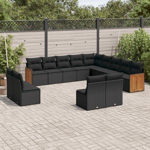 Maison exclusive - salon de jardin avec coussins 13 pcs noir résine tressée