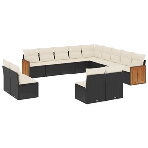 Maison exclusive - salon de jardin avec coussins 13 pcs noir résine tressée