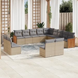 Maison exclusive - salon de jardin avec coussins 13 pcs beige résine tressée