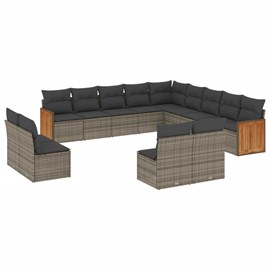 Maison exclusive - salon de jardin avec coussins 13 pcs gris résine tressée