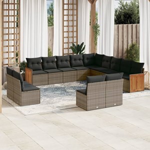 Maison exclusive - salon de jardin avec coussins 13 pcs gris résine tressée