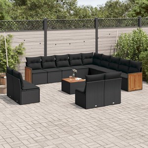 Maison exclusive - salon de jardin avec coussins 14 pcs noir résine tressée