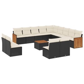 Maison exclusive - salon de jardin avec coussins 14 pcs noir résine tressée