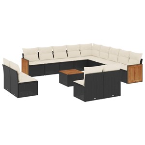 Maison exclusive - salon de jardin avec coussins 14 pcs noir résine tressée