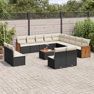 Maison exclusive - salon de jardin avec coussins 14 pcs noir résine tressée