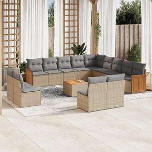 Maison exclusive - salon de jardin avec coussins 14 pcs beige résine tressée