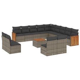 Maison exclusive - salon de jardin avec coussins 14 pcs gris résine tressée