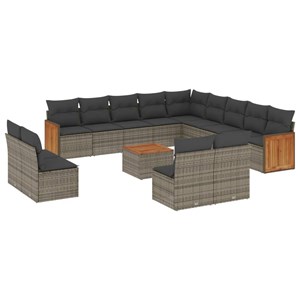 Maison exclusive - salon de jardin avec coussins 14 pcs gris résine tressée