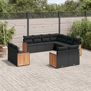 Maison exclusive - salon de jardin 11 pcs avec coussins noir résine tressée