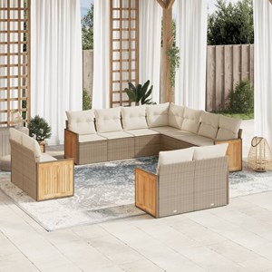 Maison exclusive - salon de jardin 11 pcs avec coussins beige résine tressée