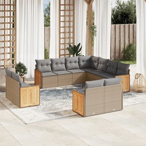 Maison exclusive - salon de jardin 11 pcs avec coussins beige résine tressée