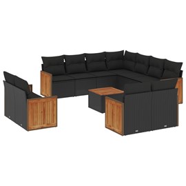 Maison exclusive - salon de jardin 12 pcs avec coussins noir résine tressée