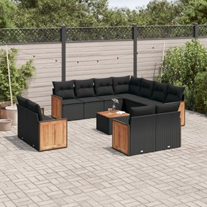 Maison exclusive - salon de jardin 12 pcs avec coussins noir résine tressée