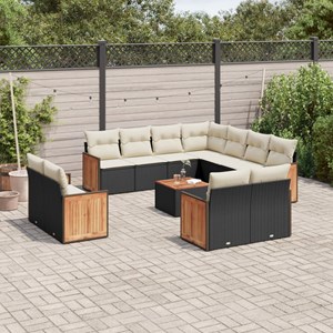 Maison exclusive - salon de jardin 12 pcs avec coussins noir résine tressée