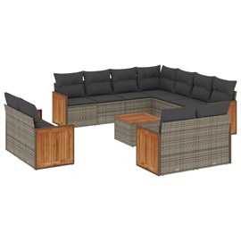 Maison exclusive - salon de jardin avec coussins 12 pcs gris résine tressée