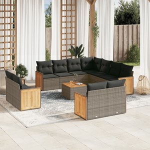 Maison exclusive - salon de jardin avec coussins 12 pcs gris résine tressée
