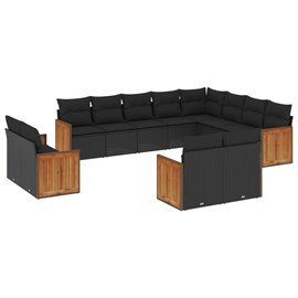 Maison exclusive - salon de jardin 12 pcs avec coussins noir résine tressée