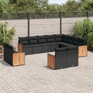 Maison exclusive - salon de jardin 12 pcs avec coussins noir résine tressée