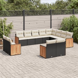 Maison exclusive - salon de jardin 12 pcs avec coussins noir résine tressée