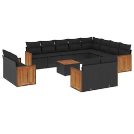 Maison exclusive - salon de jardin avec coussins 13 pcs noir résine tressée