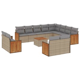 Maison exclusive - salon de jardin avec coussins 13 pcs beige résine tressée