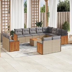 Maison exclusive - salon de jardin avec coussins 13 pcs beige résine tressée