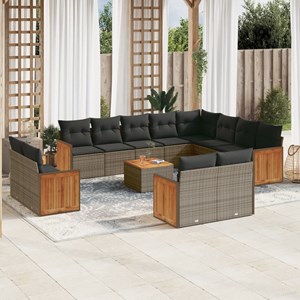 Maison exclusive - salon de jardin avec coussins 13 pcs gris résine tressée