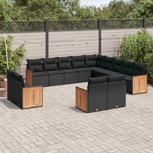 Maison exclusive - salon de jardin avec coussins 13 pcs noir résine tressée