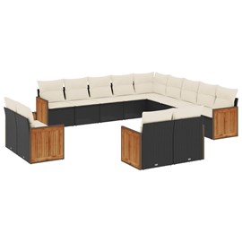 Maison exclusive - salon de jardin avec coussins 13 pcs noir résine tressée