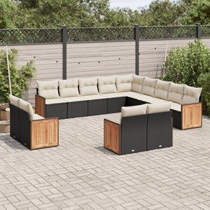 Maison exclusive - salon de jardin avec coussins 13 pcs noir résine tressée