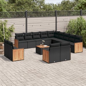 Maison exclusive - salon de jardin avec coussins 14 pcs noir résine tressée