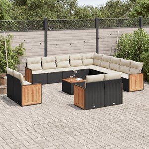Maison exclusive - salon de jardin avec coussins 14 pcs noir résine tressée