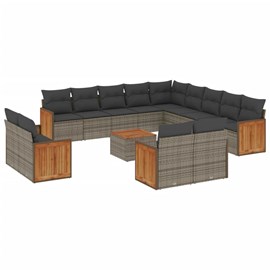 Maison exclusive - salon de jardin avec coussins 14 pcs gris résine tressée