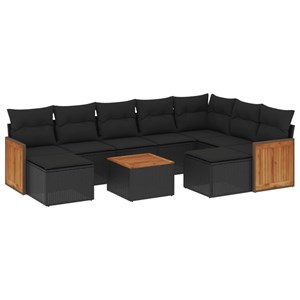Maison exclusive - salon de jardin 10 pcs avec coussins noir résine tressée