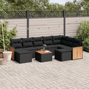 Maison exclusive - salon de jardin 10 pcs avec coussins noir résine tressée